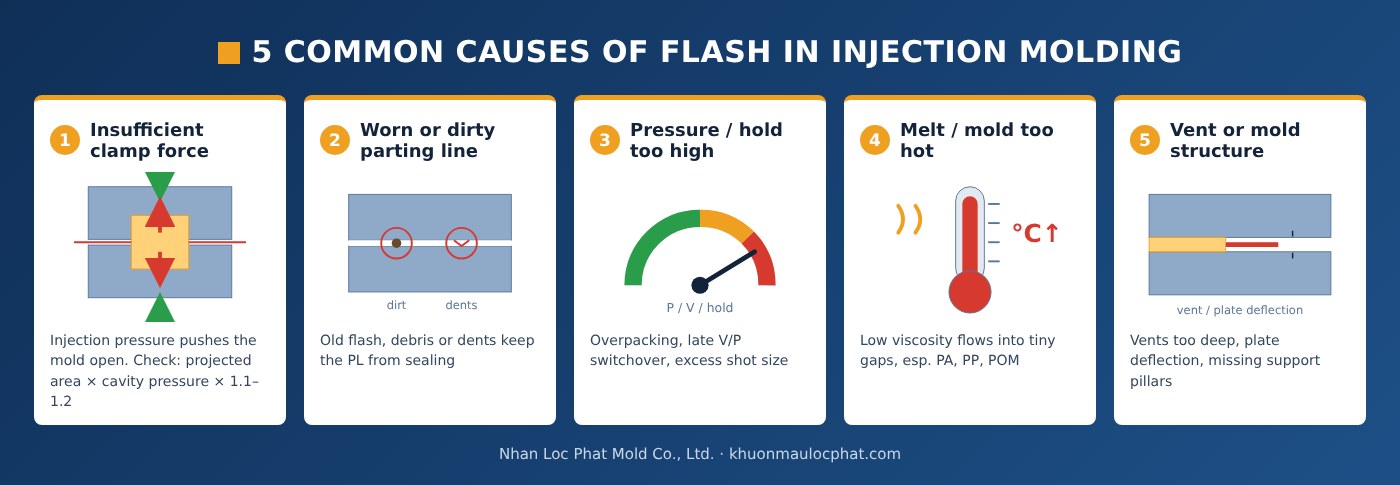 5 common causes of flash in injection molding